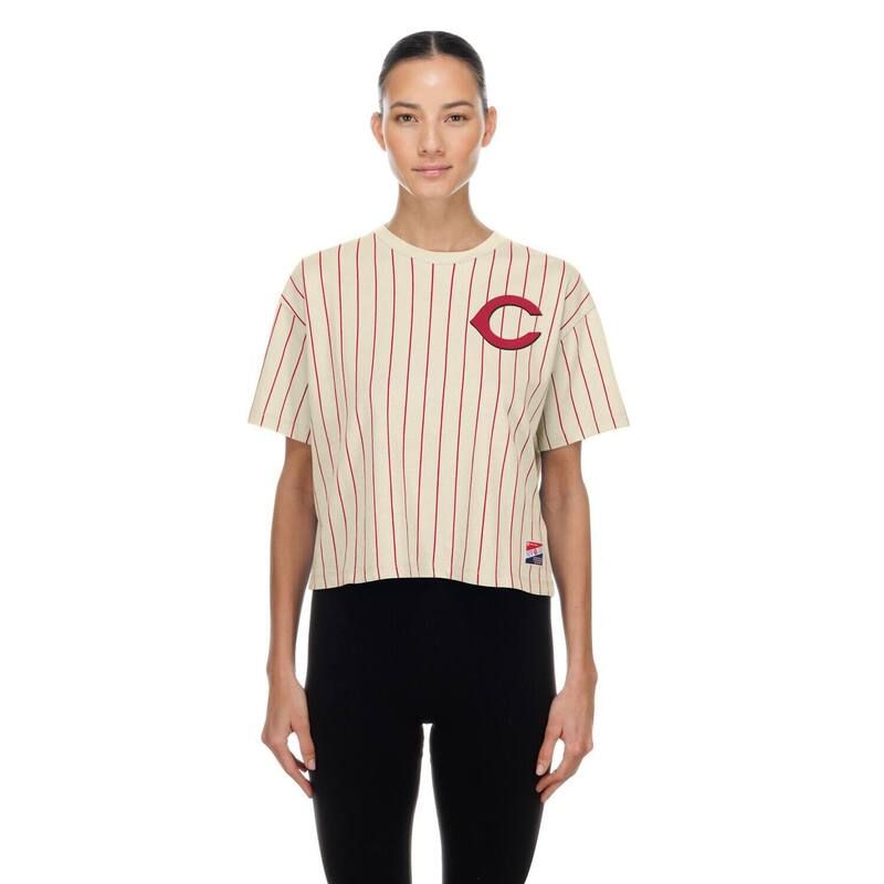 ニューエラ レディース トップス Tシャツ Womens New Era Cream Cincinnati Reds Throwback Boxy TShirt Red Beige レッド