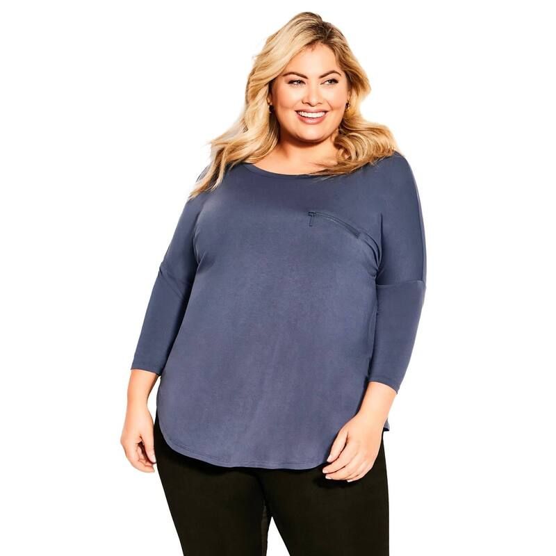 アベニュー レディース トップス シャツ プラスサイズ Avenue Womens Plusize Neela Ziplain Top Steel