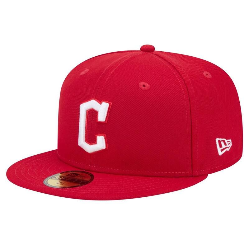 ニューエラ レディース アクセサリー 帽子 ロゴ Mens New Era Red Cleveland Guardians White Logo 59FIFTY Fitted Hat Grd Red レッド