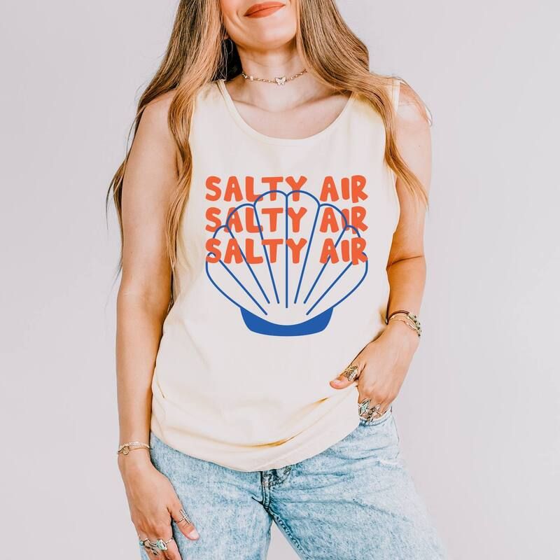 Simply Sage Market レディース トップス Tシャツ グラフィック Simply Sage Market Salty Air Seashell Womens Garment Dyed Graphic Tank Top Ivory アイボリー