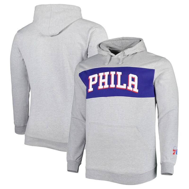 ファナティクス レディース トップス Tシャツ トール パーカー Mens Fanatics Branded Heather Gray Philadelphia 76ers Big Tall Wordmark Pullover Hoodie 76r Grey