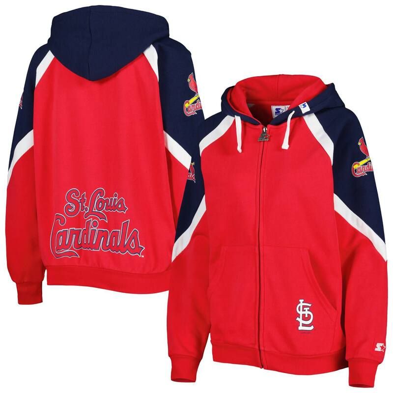 スターター レディース アウター ジャケット・ブルゾン パーカー WomenstarteredNavy St Louis Cardinals Hail Mary FullZip Hoodie Crd Red レッド