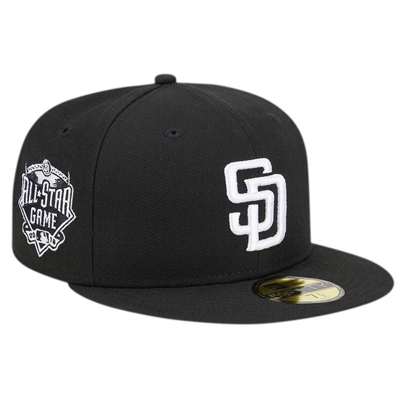 ニューエラ レディース アクセサリー 帽子 ロゴ Mens New Era Black San Diego Padres Logo 59FIFTY Fitted Hat Pad Black ブラック