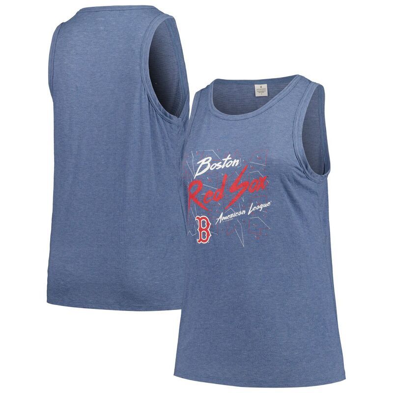 ソフト アズ ア グレープ レディース トップス Tシャツ ハイネック プラスサイズ Womensoft as a Grape Navy Boston Red Sox Plusize Curvy High Neck TriBlend Tank Top Rsx
