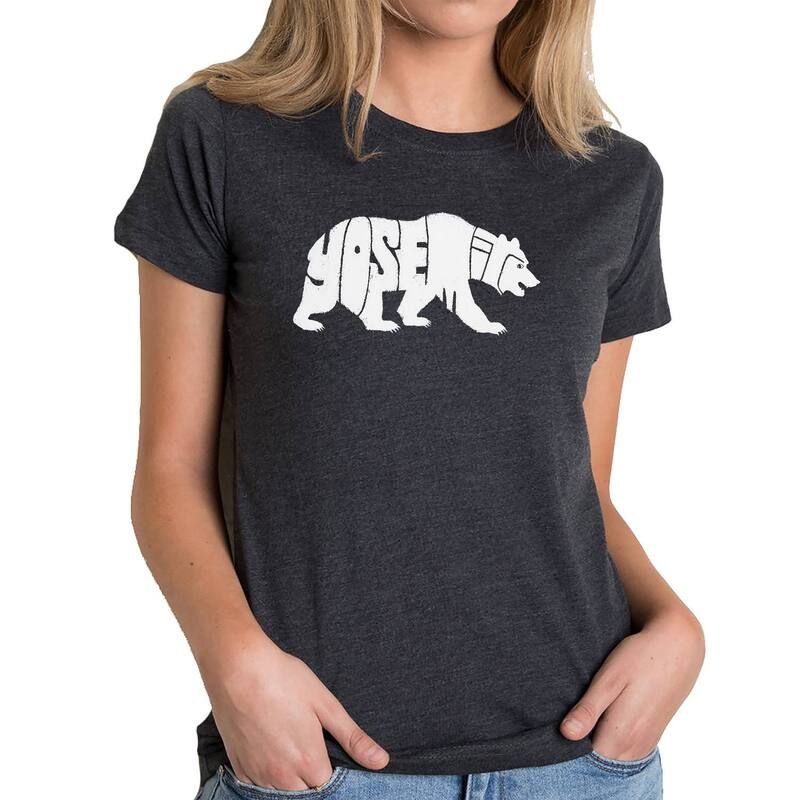 エルエーポップアート レディース トップス Tシャツ LA Pop Art Yosemite Bear Womens Premium Blend Word ArtShirt Black ブラック