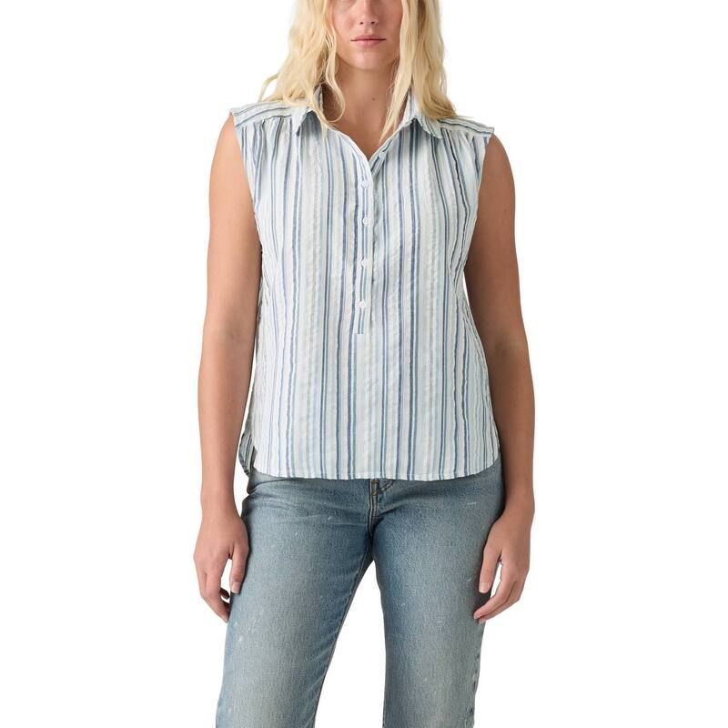 リーバイス レディース トップス シャツ 半袖 Womens Levis Londyn ShortSleeve Popover Top Rhonda Stripe ストライプ