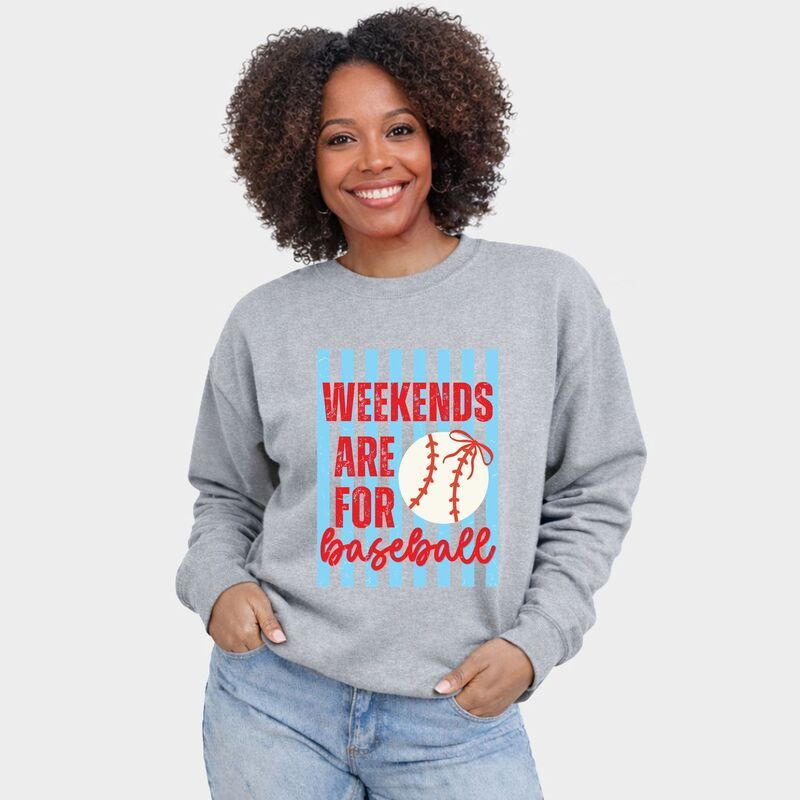 Simply Sage Market レディース トップス Tシャツ スウェット グラフィック Simply Sage Market Weekends Are For Baseball Stripes Womens Graphic Sweatshirt Gra