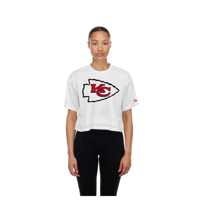 ニューエラ レディース トップス Tシャツ メッシュ クロップド Womens New Era White Kansas City Chiefsummer Mesh Cropped Boxy TShirt Chf White ホワイト