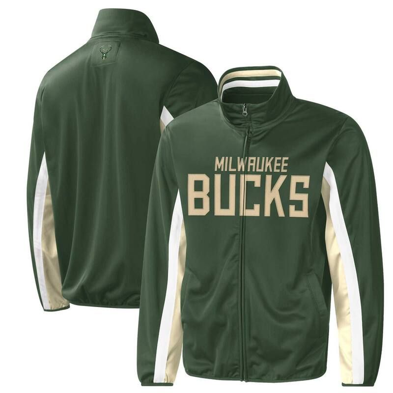 カール バンクス レディース アウター ジャケット・ブルゾン Mens GIII Sports by Carl Banks Hunter Green Milwaukee Bucks Contender Wordmark FullZip Track Jacket