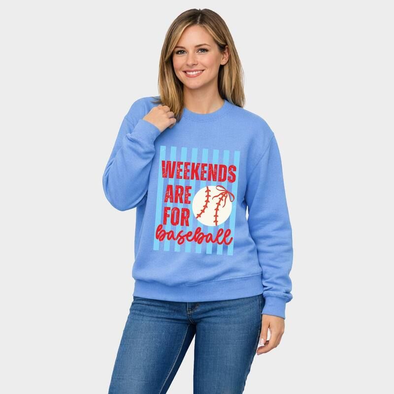 Simply Sage Market レディース トップス Tシャツ スウェット グラフィック Simply Sage Market Weekends Are For Baseball Stripes Womens Graphic Sweatshirt Car