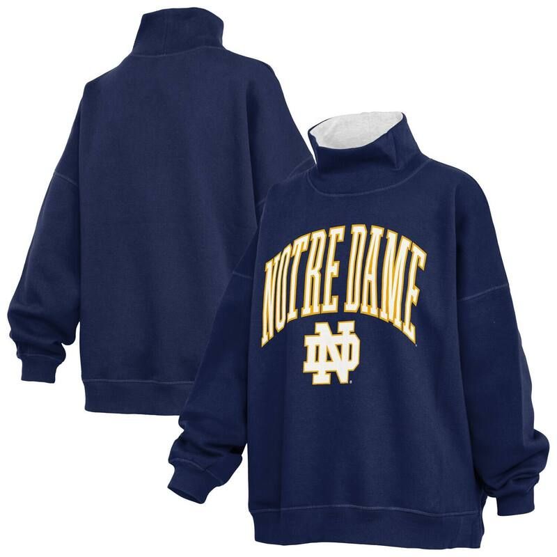プレスボックス レディース トップス Tシャツ モックネック スウェット Womens Pressbox Navy Notre Dame Fighting Irish Oversized Mock Neck Sweatshirt Ntd Navy ネイビー