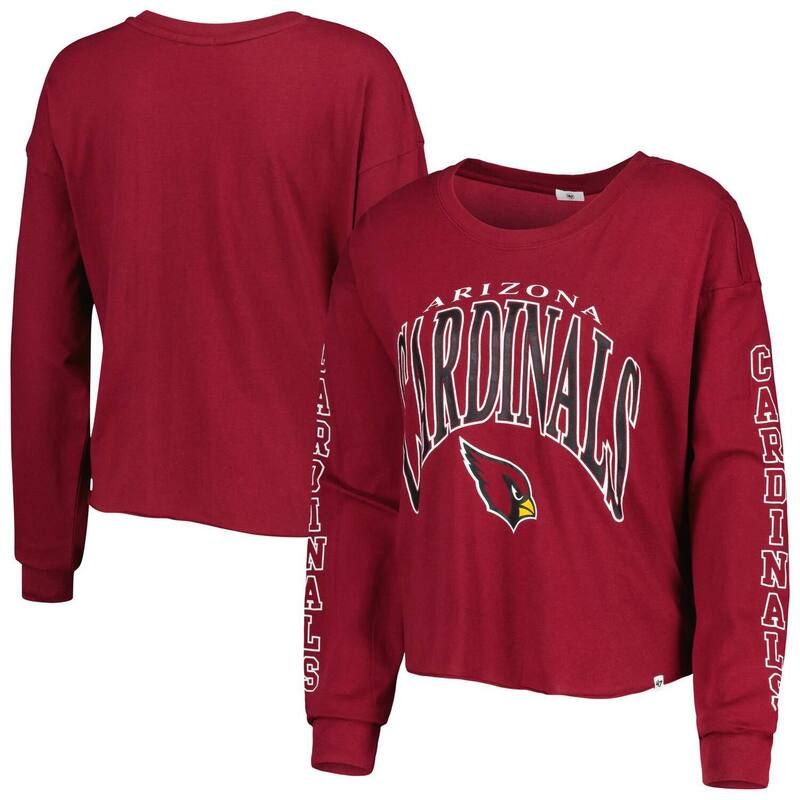 アンブランデッド レディース トップス Tシャツ クロップド Unbranded Womens 47 Cardinal Arizona Cardinalskyler Parkway Cropped Long Sleeve TShirt Acred レッド