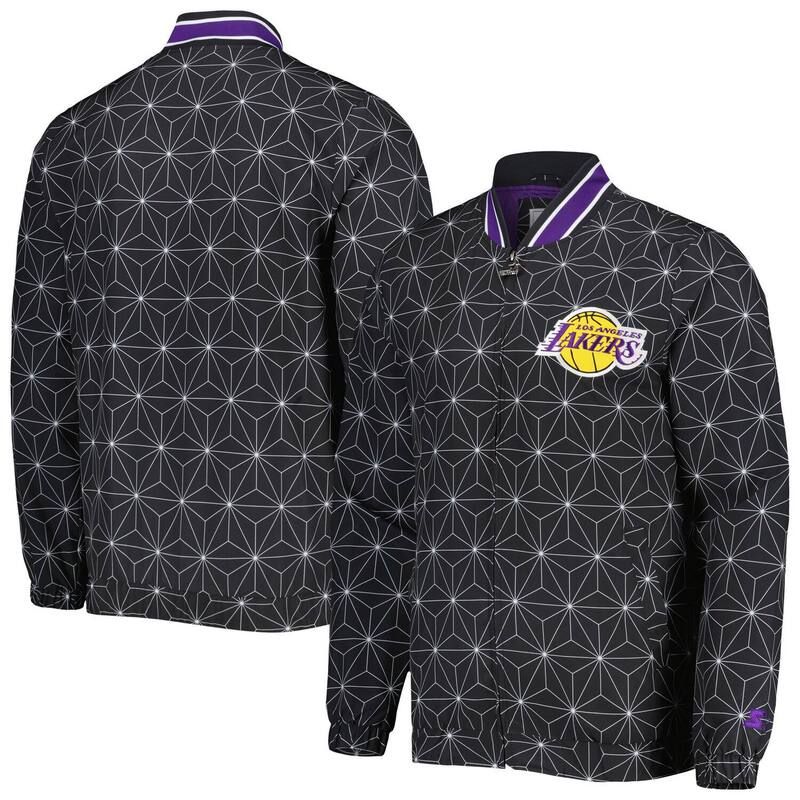 スターター レディース アウター ジャケット・ブルゾン サテン Menstarter Black Los Angeles Lakers InField Play Fashion Satin FullZip Varsity Jacket Lak Black ブラ