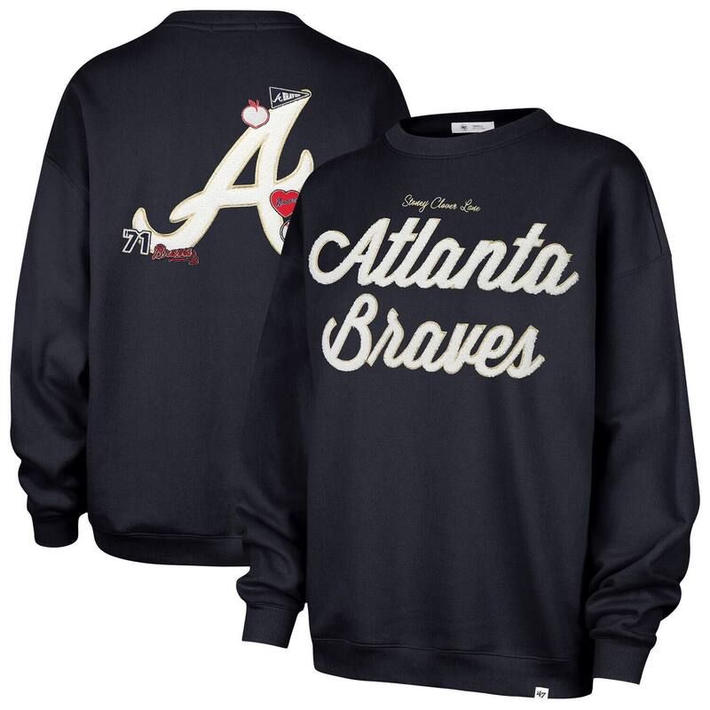 フォーティセブンブランド レディース トップス Tシャツ スウェット 47 Brand Womens 47 x Stoney Clover Lane Navy Atlanta Braves Oversized Sweatshirt Brv Navy ネイビー