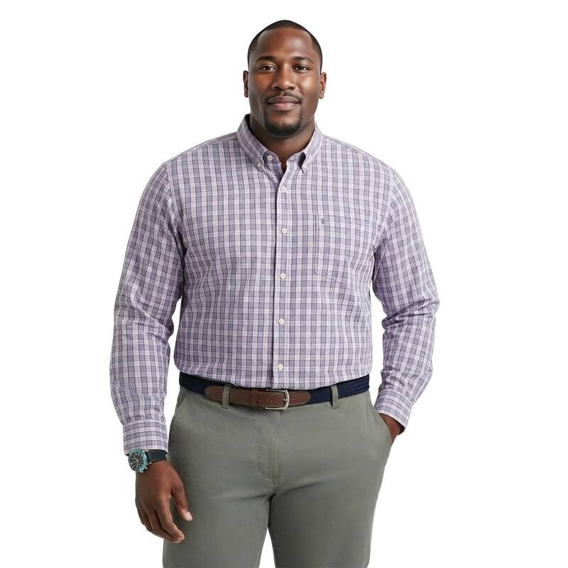 アイゾッド レディース トップス Tシャツ ボタンダウン トール ダウン Big Tall IZOD Performance Long Sleeve Button Down Shirt English Lavendar
