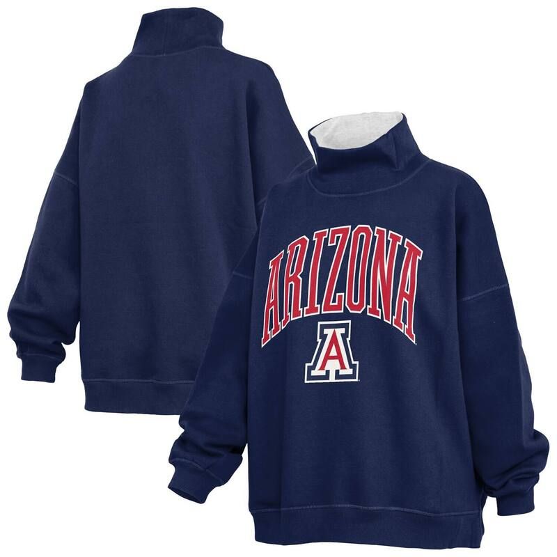 プレスボックス レディース トップス Tシャツ モックネック スウェット Womens Pressbox Navy Arizona Wildcats Oversized Mock Neck Sweatshirt Arz Navy ネイビー
