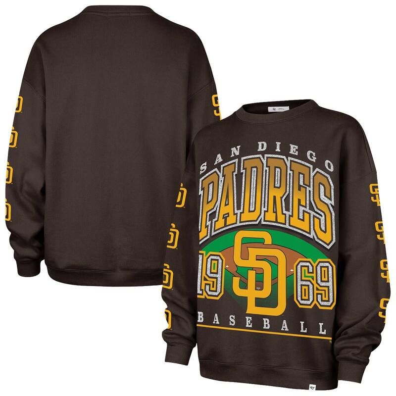 フォーティセブンブランド レディース トップス Tシャツ スウェット 47 Brand Womens 47 Brown San Diego Padres Trendy Team Go Big Oversized Sweatshirt Pad Brown ブラウ