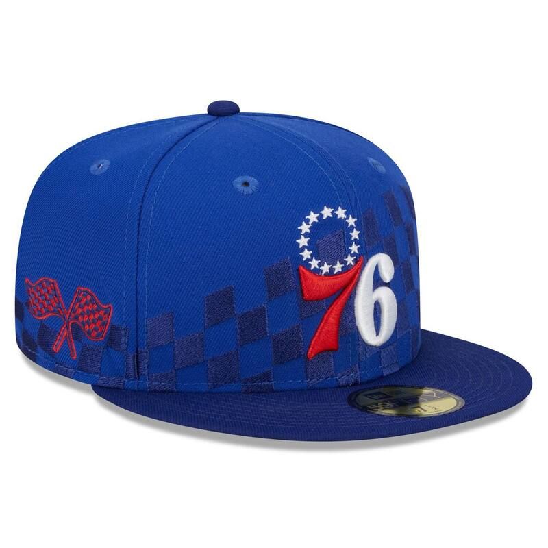 ニューエラ レディース アクセサリー 帽子 Mens New Era Royal Philadelphia 76ers Rally Drive Checkerboard 59FIFTY Crown Fitted Hat 76r Blue ブルー