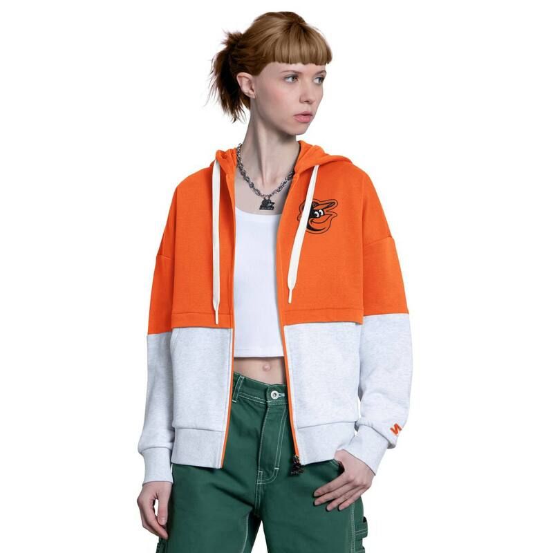 スターター レディース トップス Tシャツ パーカー Womenstarter OrangeHeather Gray Baltimore Orioles Wishbone FullZip Hoodie Orl Orange オレンジ