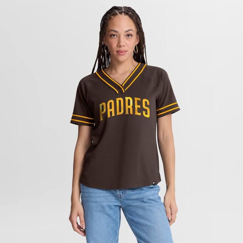 ファナティクス レディース トップス Tシャツ Vネック Womens Fanatics Brown San Diego Padres Diva Race Ahead Raglan VNeck TShirt Pad Brown ブラウン