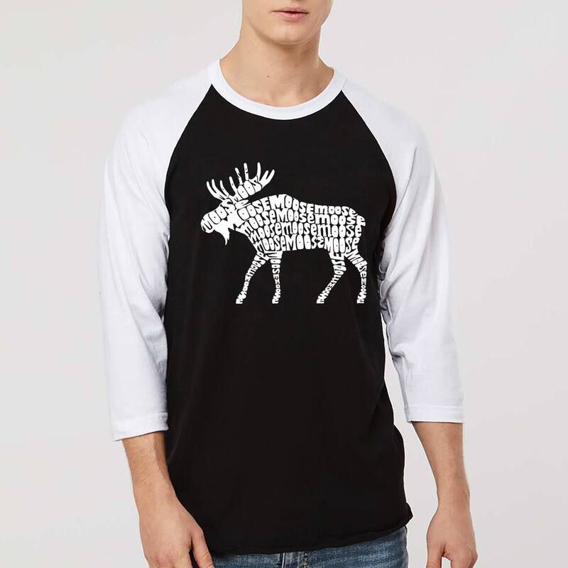 エルエーポップアート レディース トップス Tシャツ LA Pop Art Moose Mens Raglan Baseball Word Artshirt Black White ホワイト