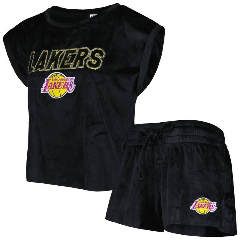 アンブランデッド レディース アンダーウェア ナイトウェア Tシャツ ショートパンツ Unbranded Womens Conceptsport Black Los Angeles Lakers Intermission TShirt Shortsleep S