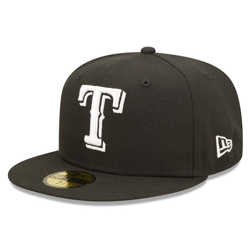 ニューエラ レディース アクセサリー 帽子 ロゴ Mens New Era Black Texas Rangers Team Logo 59FIFTY Fitted Hat Rgr Black ブラック