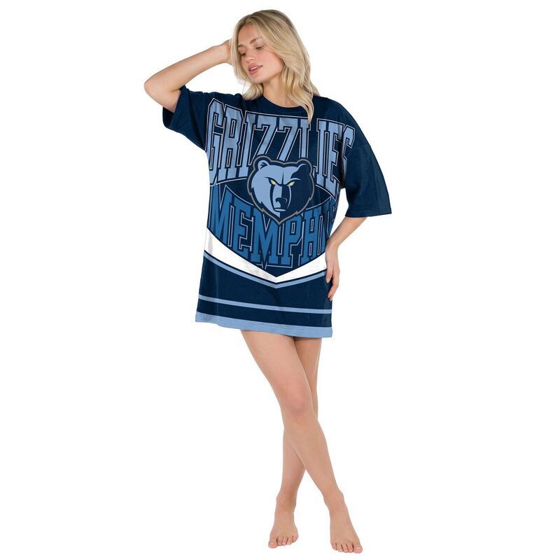 アンブランデッド レディース アンダーウェア ナイトウェア ニット Unbranded Womens Conceptsport Navy Memphis Grizzlies Mosaic Knit Nightdress Grz Navy ネイビー