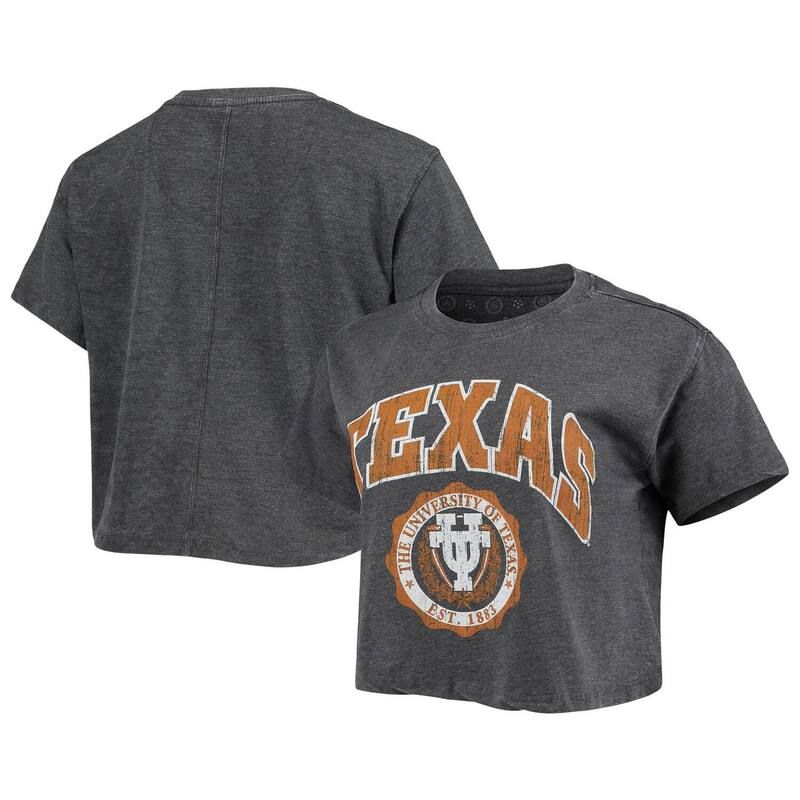 プレスボックス レディース トップス Tシャツ ヴィンテージ Womens Pressbox Black Texas Longhorns Edith Vintage Burnout Crop TShirtex Black ブラック