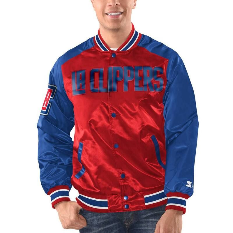 スターター レディース アウター ジャケット・ブルゾン サテン MenstarteredRoyalA Clippers Renegade Satin FullSnap Varsity Jacket Clp Red レッド