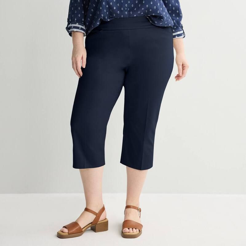 クロフト＆バロー レディース ボトムス カジュアルパンツ プラスサイズ キャップ Plusize Croft Barrow Effortlesstretch Capri Pants Navy ネイビー