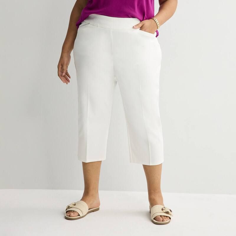 クロフト＆バロー レディース ボトムス カジュアルパンツ プラスサイズ キャップ Plusize Croft Barrow Effortlesstretch Capri Pants White ホワイト