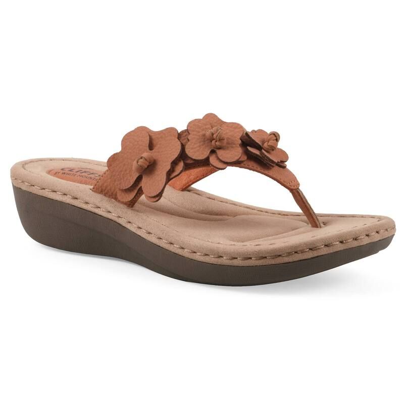 クリフバイホワイトマウンテン レディース シューズ サンダル フラワー柄 フラワー Cliffs by White Mountain Cassilia Womens Floral Wedge Sandals Peach Tumbled Nubuck ピーチ