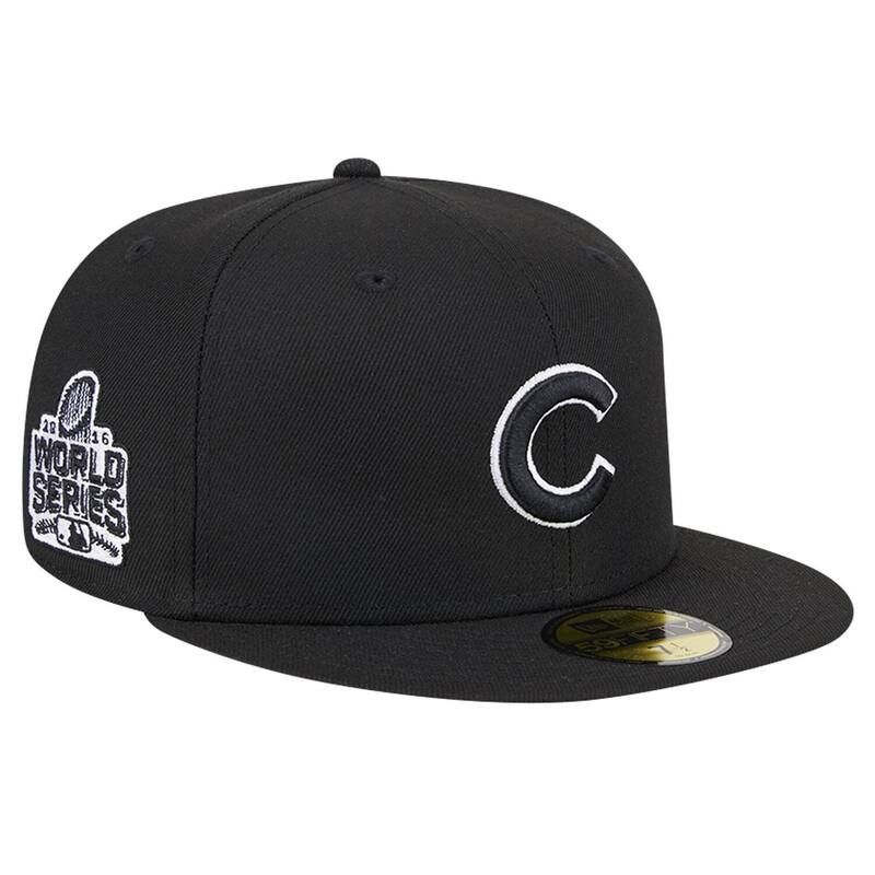 ニューエラ レディース アクセサリー 帽子 ロゴ Mens New Era Black Chicago Cubs Logo 59FIFTY Fitted Hat Cublack ブラック