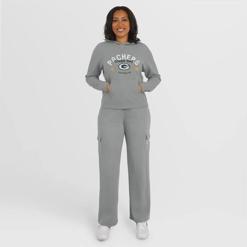 ウェア バイ エリン アンドルーズ レディース アンダーウェア ナイトウェア パンツ シャツ ニット Womens WEAR by Erin Andrews Gray Green Bay Packers WaffleKnit Long Sleeve Hoode