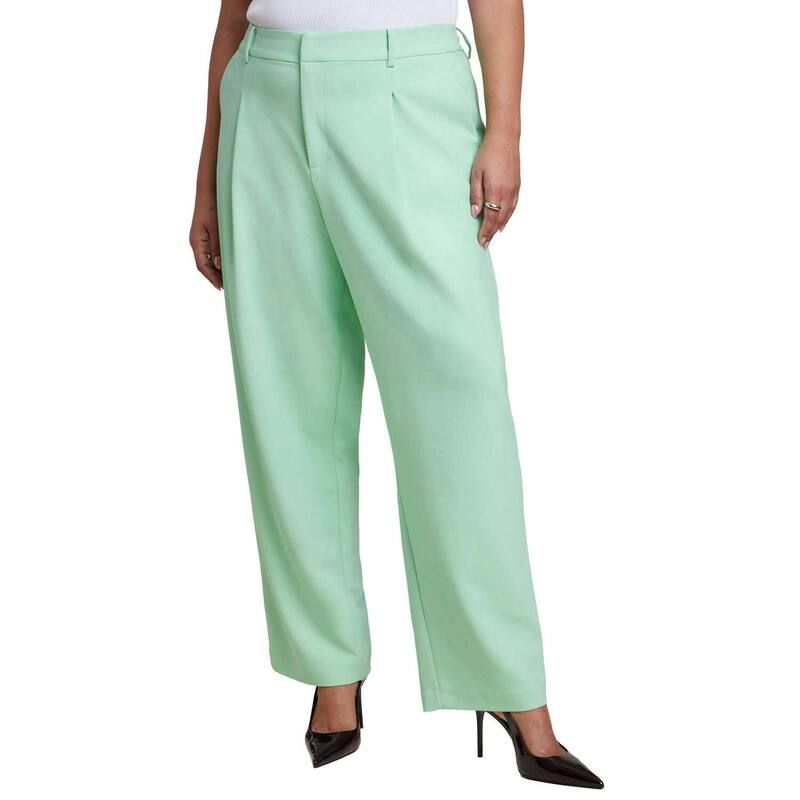 エロクイ レディース ボトムス カジュアルパンツ ストレート プラスサイズ ELOQUII Womens Plusize Straight Leg Trouser Green Ash アッシュ