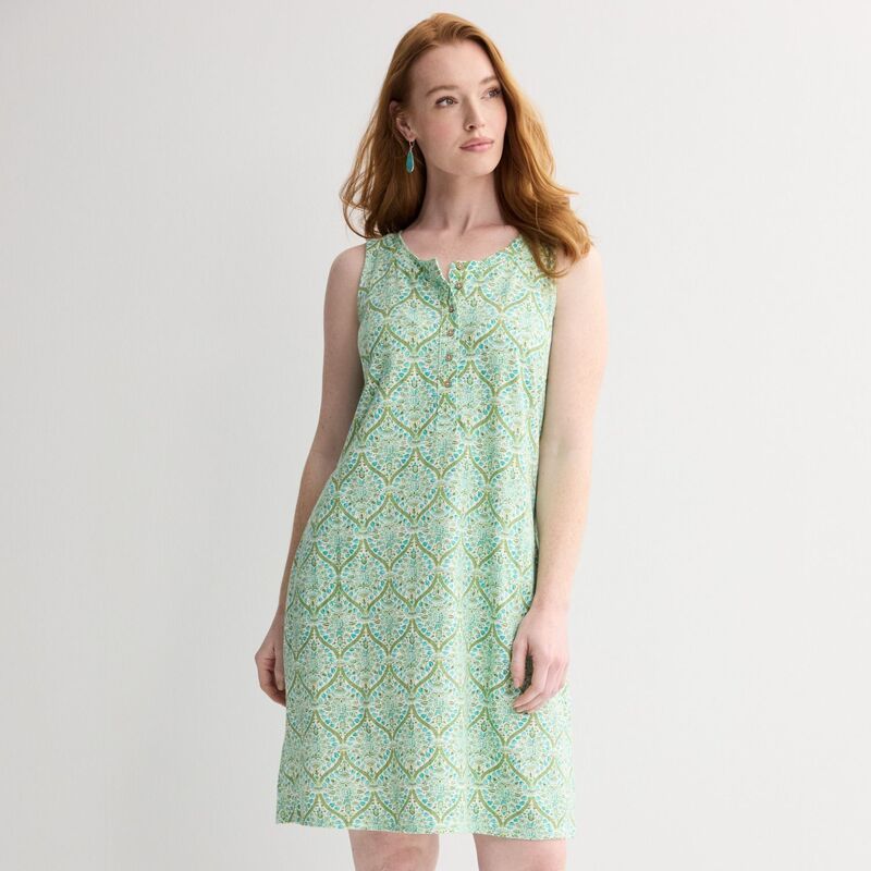 クロフト＆バロー レディース トップス ワンピース Womens Croft Barrow Buttoned Shoulder Dress Green Fresh Tile グリーン