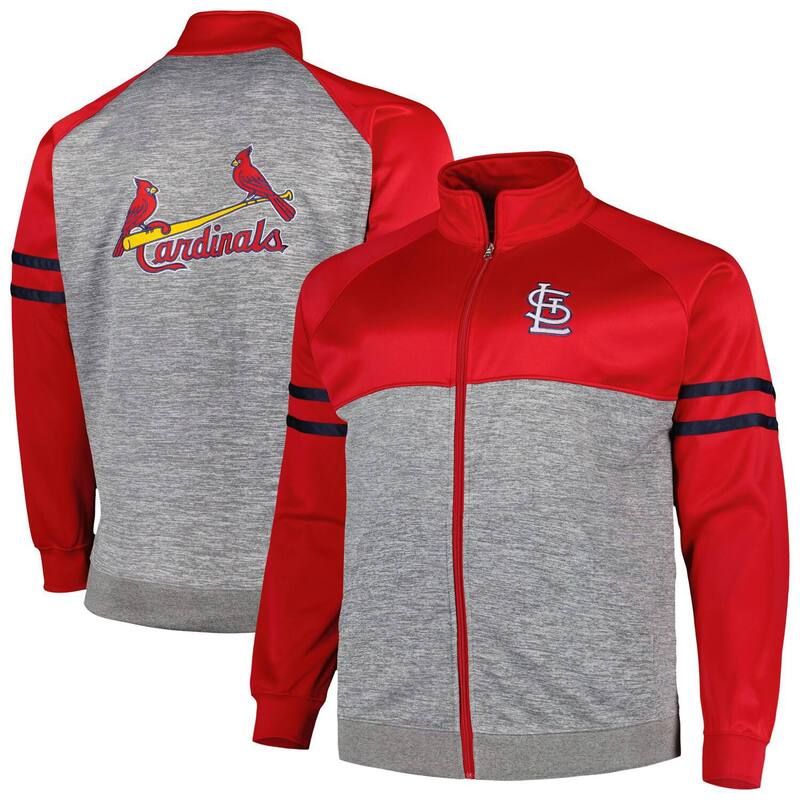 プロファイル レディース アウター ジャケット・ブルゾン トール Profile Mens RedHeather Gray St Louis Cardinals Big Tall Raglan FullZip Track Jacket Crd Multi マル