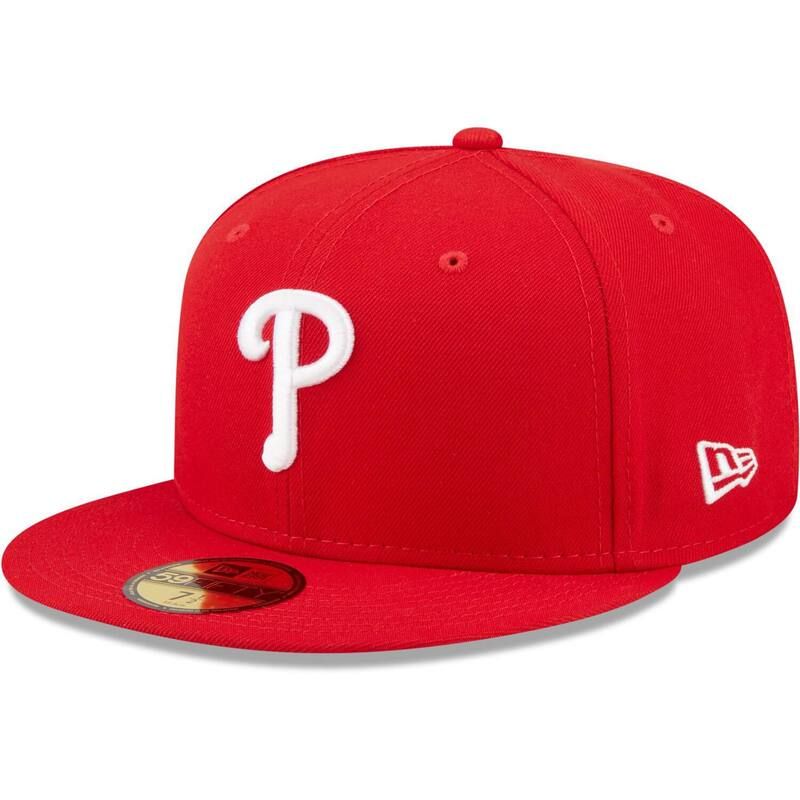 ニューエラ レディース アクセサリー 帽子 ロゴ Mens New Era Red Philadelphia Phillies Logo White 59FIFTY Fitted Hat Phl Red レッド