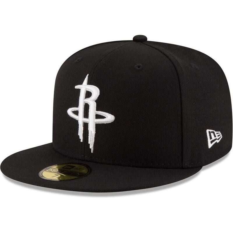 ニューエラ レディース アクセサリー 帽子 ロゴ Mens New Era Black Houston Rockets Black White Logo 59FIFTY Fitted Hat Rkt Black ブラック