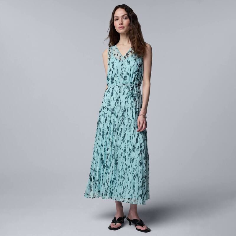 ヴェラウォン レディース トップス ワンピース プリーツ マキシ Womensimply Vera Wang Pleatedropwaist Maxi Dress Blue Spotexture ブルー