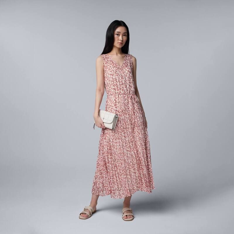 ヴェラウォン レディース トップス ワンピース プリーツ マキシ Womensimply Vera Wang Pleatedropwaist Maxi Dress Dark Red Micro Petals レッド