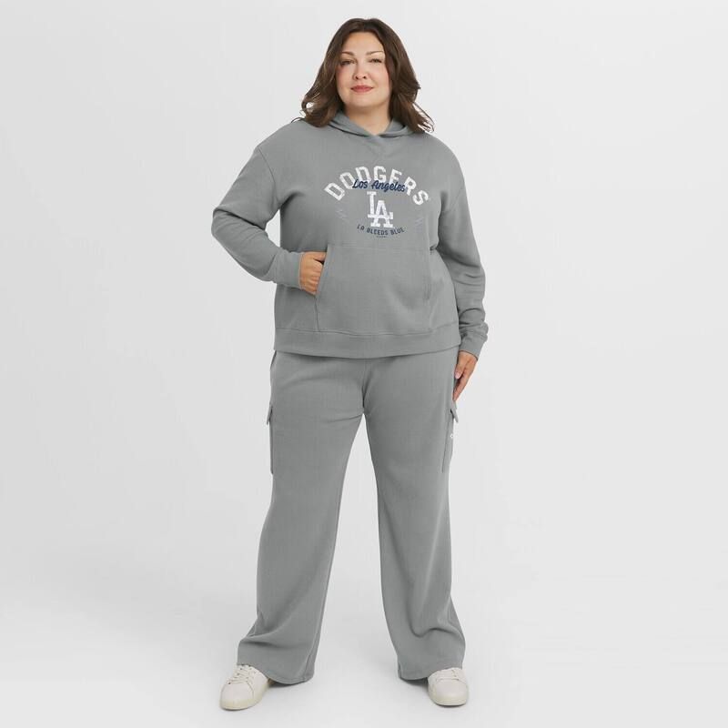 ウェア バイ エリン アンドルーズ レディース アンダーウェア ナイトウェア プラスサイズ ニット 長袖 パーカー Womens WEAR by Erin Andrews Gray Los Angeles Dodgers Plusize WaffleKnit