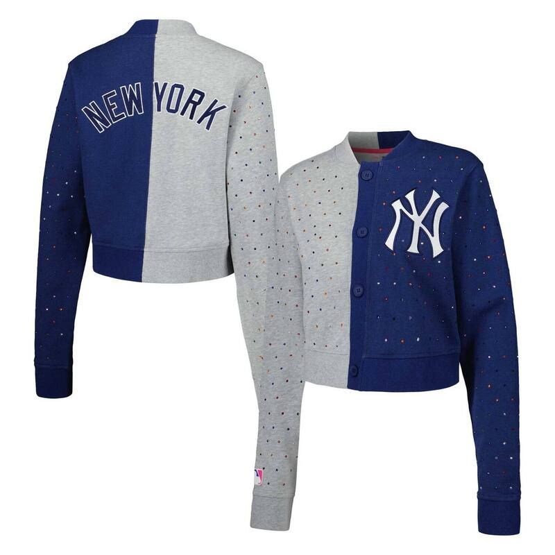 テレズ レディース アウター ニット・セーター カーディガン クロップド Womens Terez GrayNavy New York Yankees Cropped ButtonUp Cardigan Ynk Grey グレー