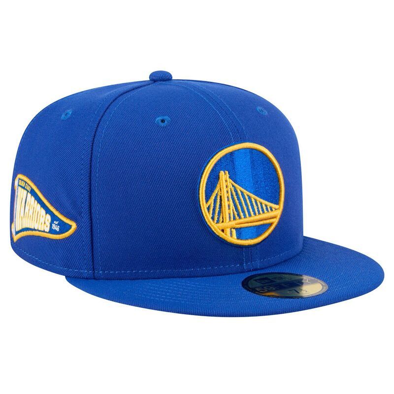 ニューエラ レディース アクセサリー 帽子 Mens New Era Royal Golden State Warriors Throwback Pennant 59FIFTY Fitted Hat War Blue ブルー