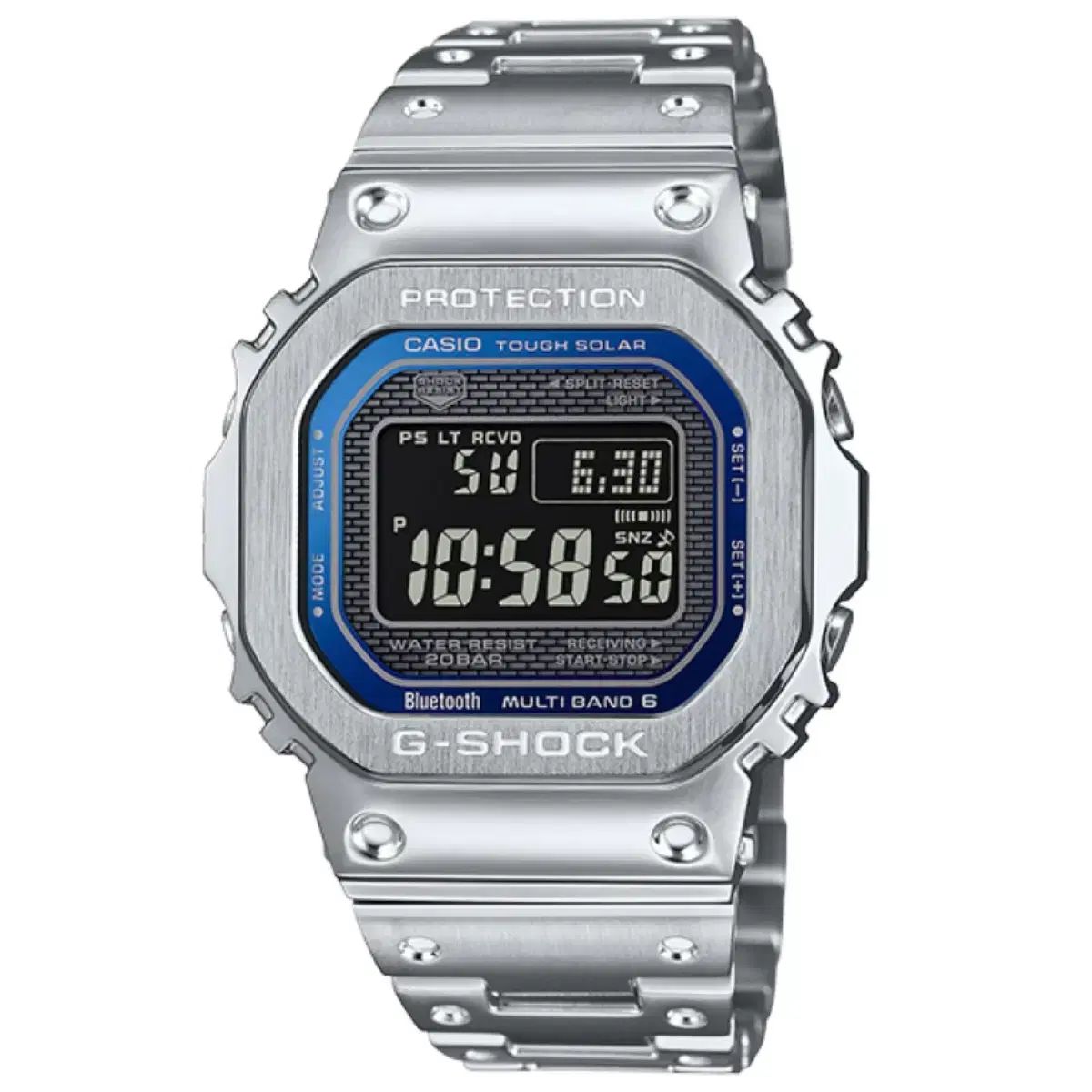 G-SHOCK ジーショック フルメタル Starship Square スタシ GMW-B5000 シルバー&ブルー (A+級)