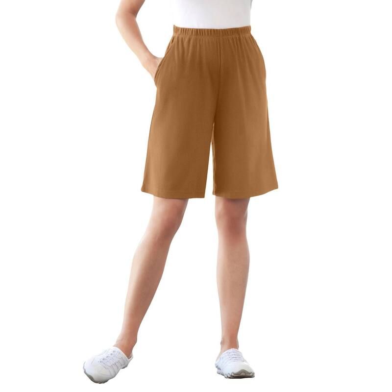 ウーマン ウィズイン レディース ボトムス ハーフパンツ・ショーツ プラスサイズ ニット Woman Within Plusize 7Day Knit Shortoffee