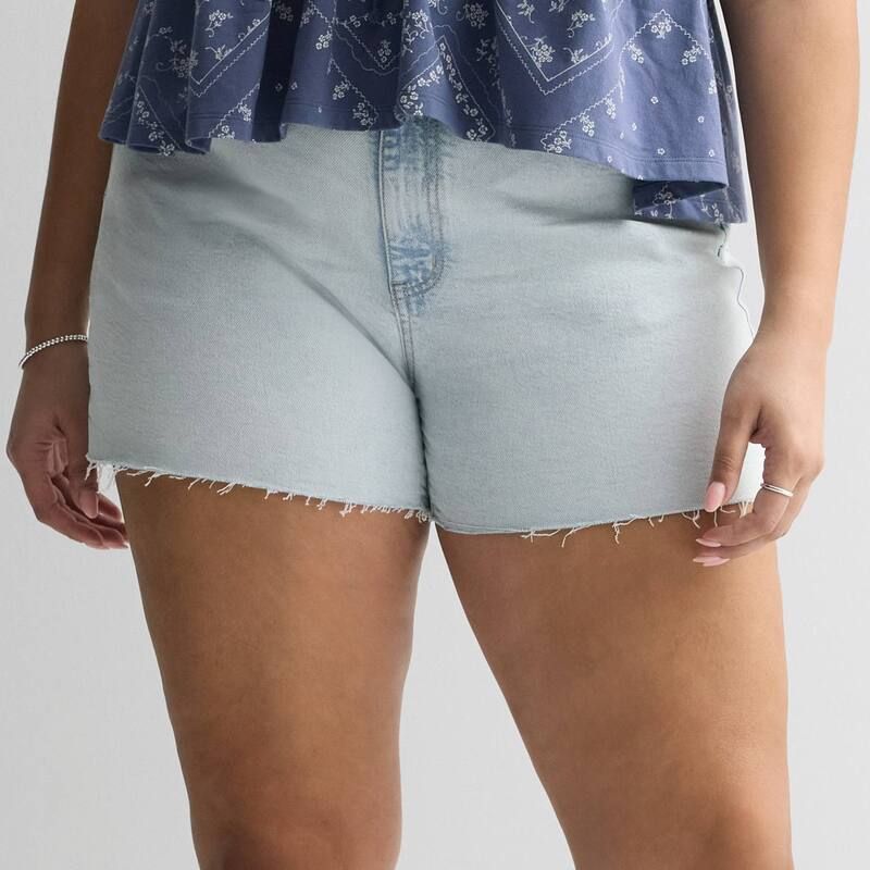 エスオー レディース ボトムス ハーフパンツ・ショーツ プラスサイズ ミディ ショートパンツ Juniors Plusize SO MidRise Relaxed Midi Jean Shorts Light Acidestructed