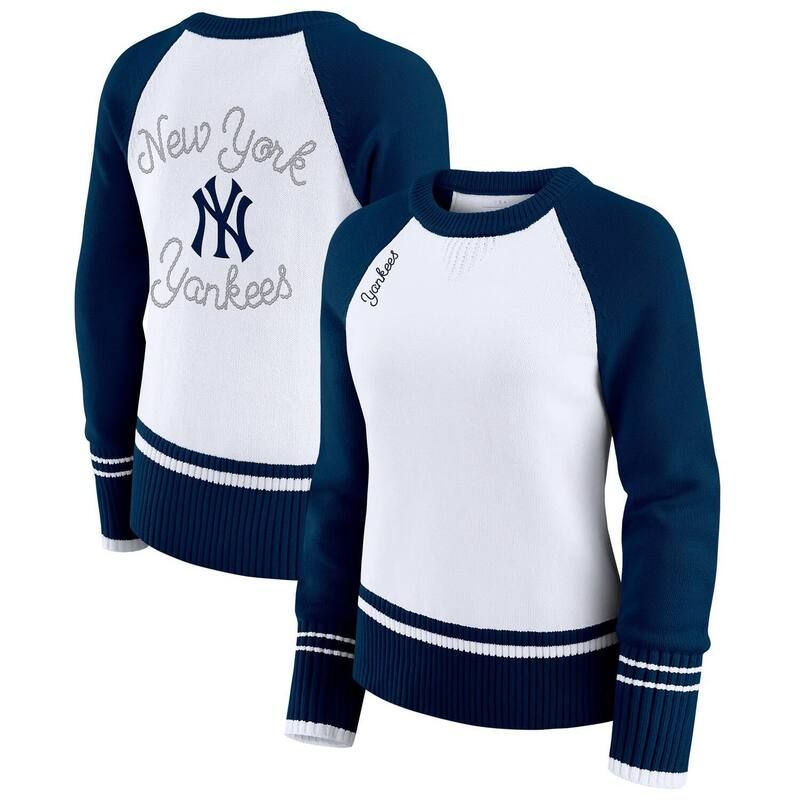ウェア バイ エリン アンドルーズ レディース アウター ニット・セーター カラーブロック Womens WEAR by Erin Andrews White New York Yankees Colorblock Raglan Sweater Ynk Whi