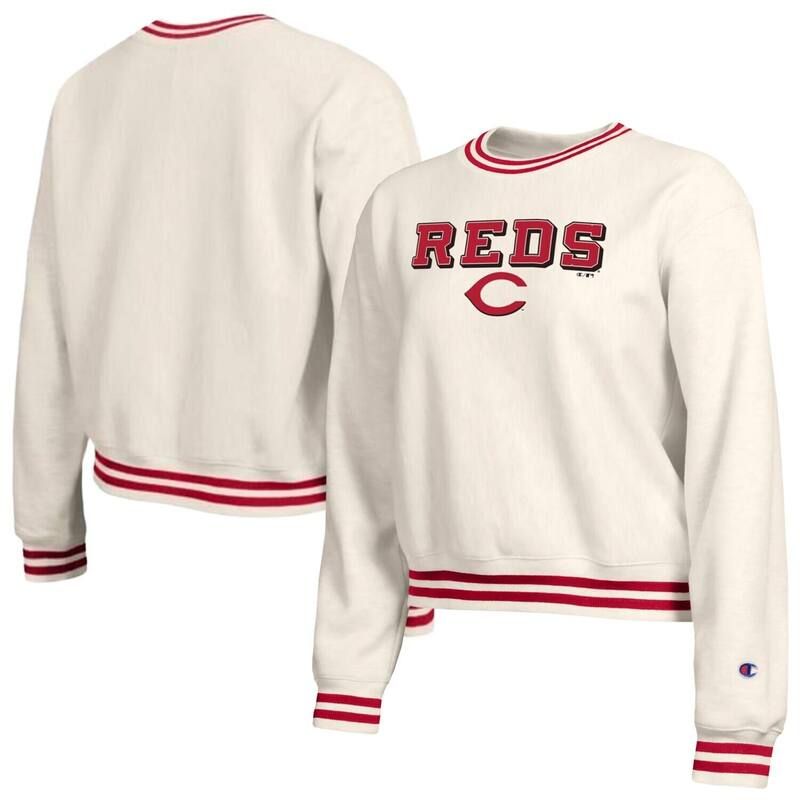 チャンピオン レディース トップス Tシャツ スウェット Womens Champion Cream Cincinnati Reds Reverse Weave Sweatshirt Red Beige レッド